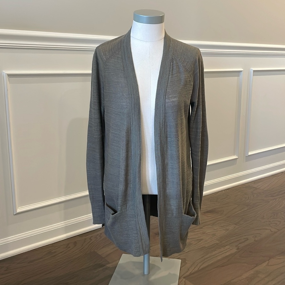 Lou and Grey Green Long Open Cardigan - Size XS